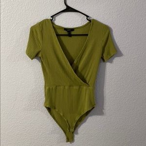Green Forever 21 Cross-Top Bodysuit